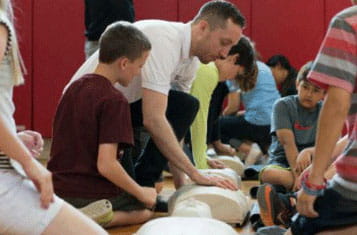 CPR training for group of children CPR training for group of children