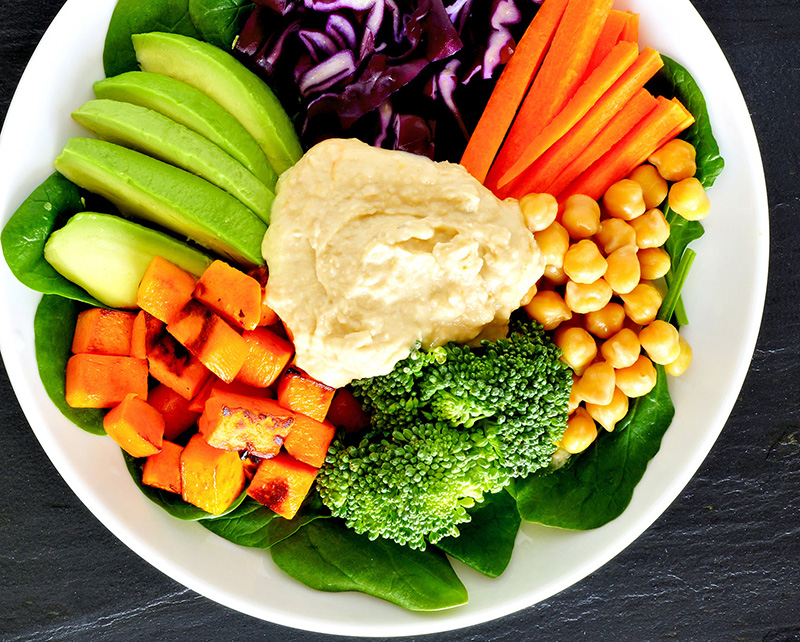 hummus and vegetables